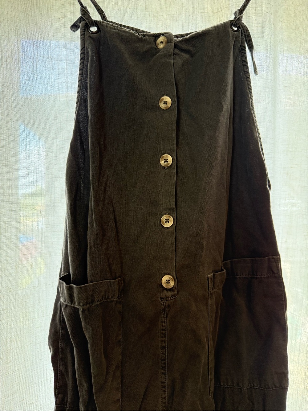 Billabong Olive-Green Button-Front Utility Dress